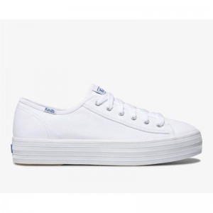 Keds Triple Kick Lace Ups Kadın Beyaz | QHZKM-8174